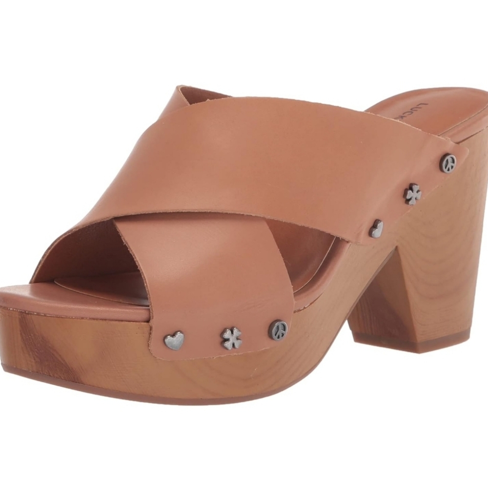 Lucky Brand Women's Takara High Heel Sandal Heeled, Latte, 6.5
